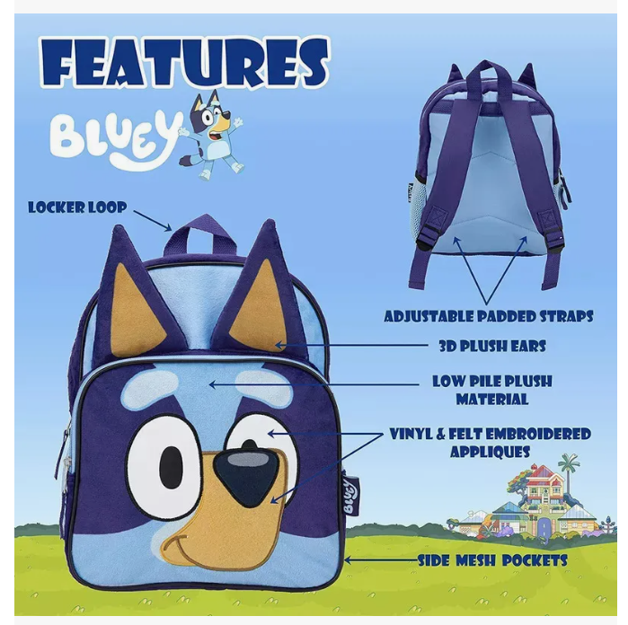 Foto 5 | Mochila Infantil  Family & Friends  Color Azul 12 Pulgadas  Felpa Con Orejas Y Apliques 3d  Correas Ajustables Y Espa