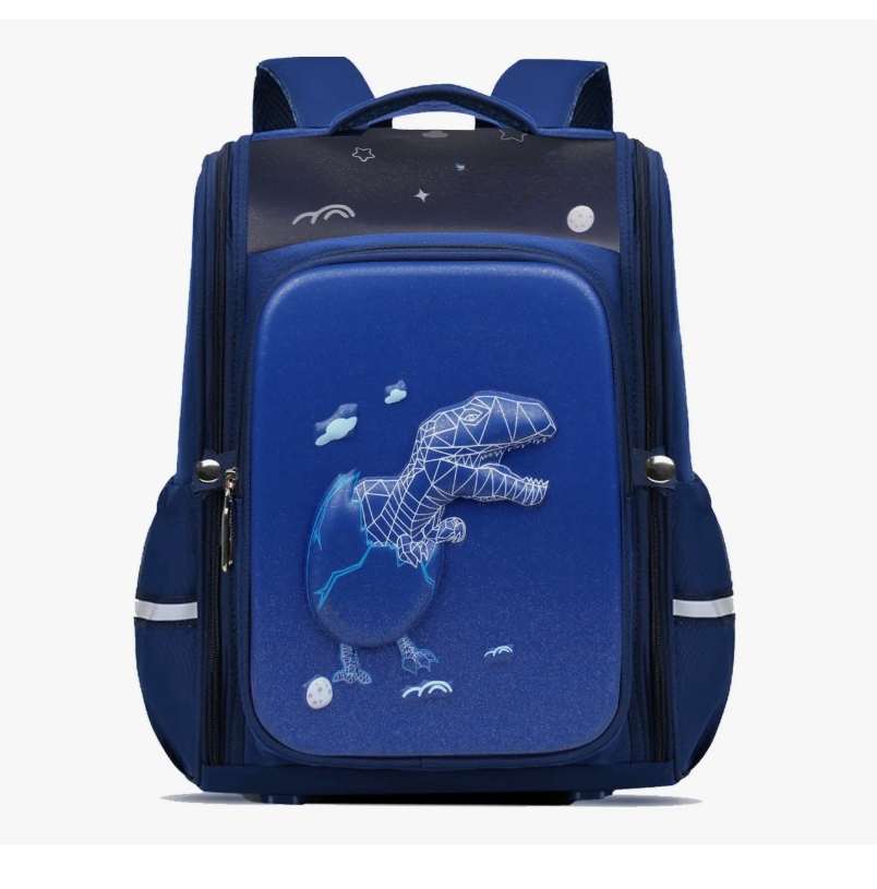Mochila Escolar Primaria Para Niño Dinosaurio 3d Impermeable