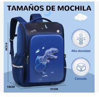 Foto 2 | Mochila Escolar Primaria Para Niño Dinosaurio 3d Impermeable
