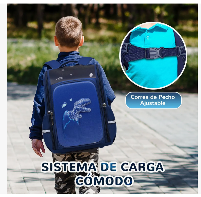 Foto 5 pulgar | Mochila Escolar Primaria Para Niño Dinosaurio 3d Impermeable