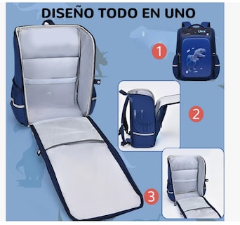 Foto 5 | Mochila Escolar Primaria Para Niño Dinosaurio 3d Impermeable