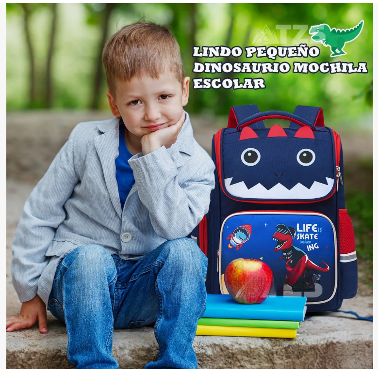Foto 3 pulgar | Mochila Escolar Primaria Para Niños Infantil Dinosaurio Gran