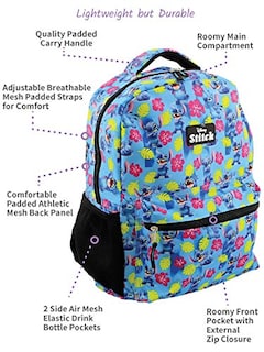 Foto 5 | Venta Internacional- Mochila Escolar De 16'' Lilo Y Stitch, Unisex (talla Única, Azul)