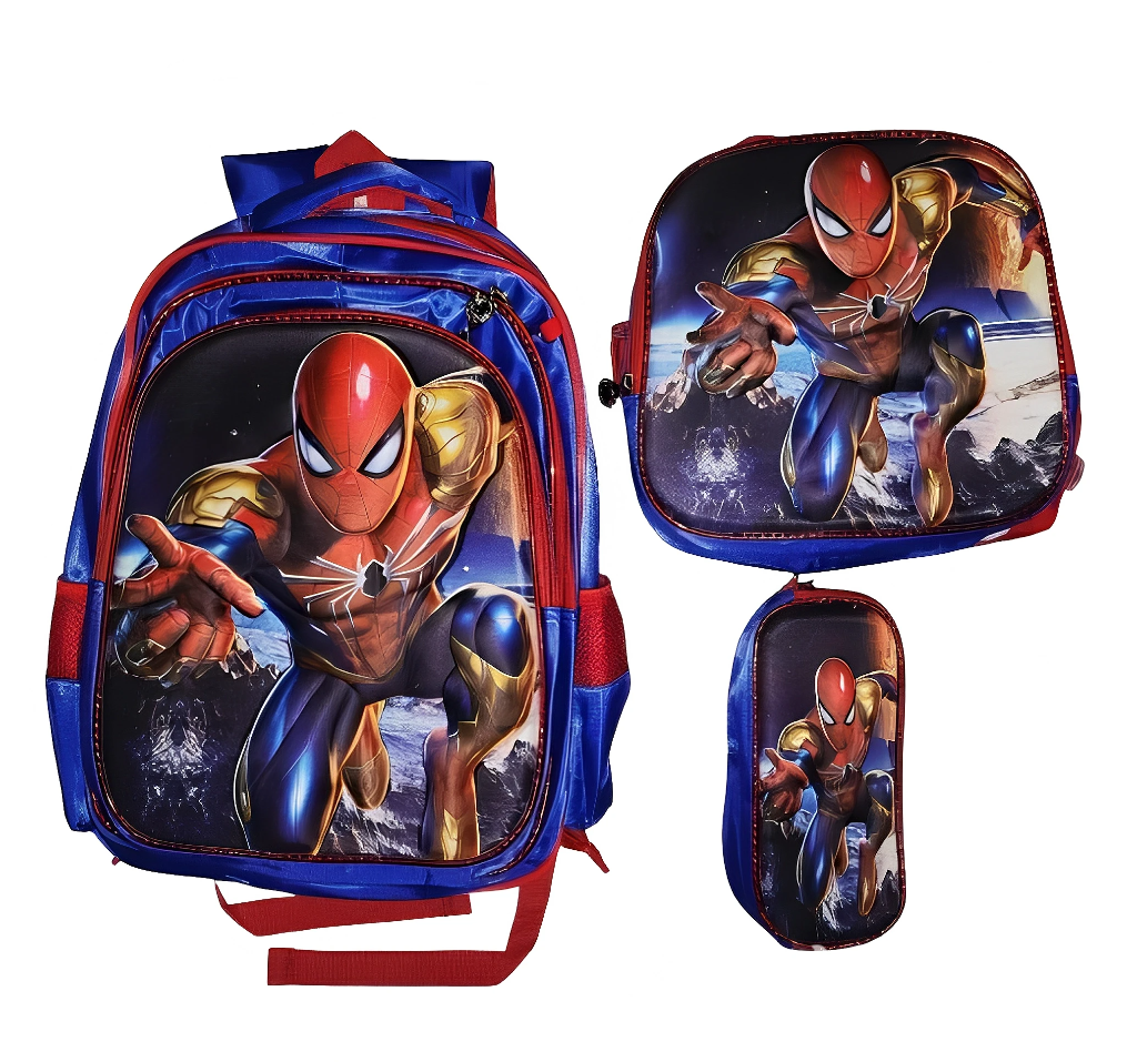 Foto 2 pulgar | Mochila Escolar Con Luz Led Incluye Lonchera Y Lapicera Con Diseño De Spider Man