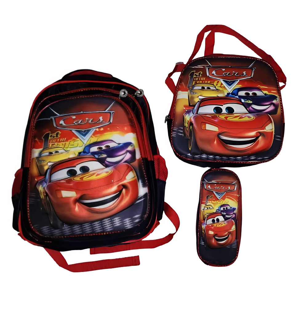 Foto 1 | Mochila Escolar Con Luz Led Incluye Lonchera Y Lapicera Con Diseño De Cars