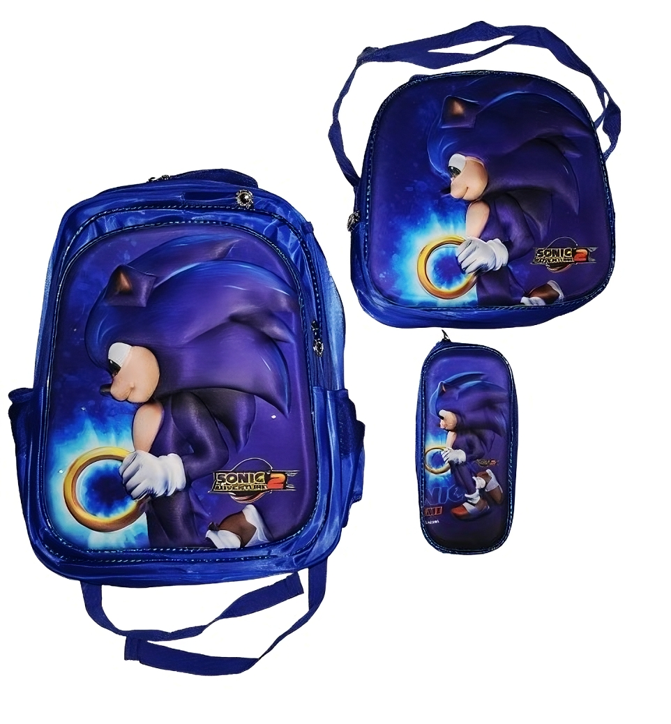 Foto 2 pulgar | Mochila Escolar Con Luz Led Incluye Lonchera Y Lapicera Con Diseño De Sonic