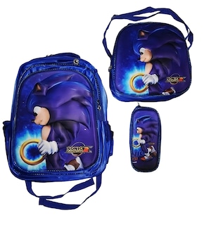 Foto 1 | Mochila Escolar Con Luz Led Incluye Lonchera Y Lapicera Con Diseño De Sonic