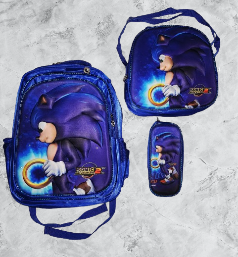 Foto 5 | Mochila Escolar Con Luz Led Incluye Lonchera Y Lapicera Con Diseño De Sonic