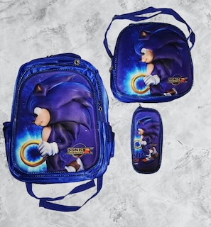 Foto 5 | Mochila Escolar Con Luz Led Incluye Lonchera Y Lapicera Con Diseño De Sonic