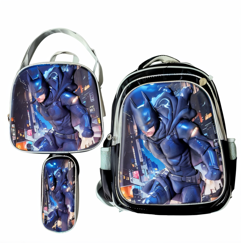 Foto 2 pulgar | Mochila Escolar Con Luz Led Incluye Lonchera Y Lapicera Con Diseño De Batman