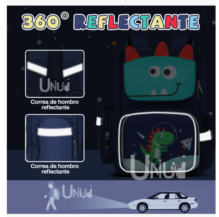 Foto 4 pulgar | Mochila Escolar Escolar  Color Dinosaurio Diseño Estampado 20l