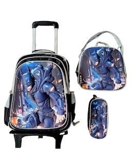 Foto 1 | Mochila Con Luz Led De Ruedas Desmontable Incluye Lonchera Y Lapicera Diseño De Batman