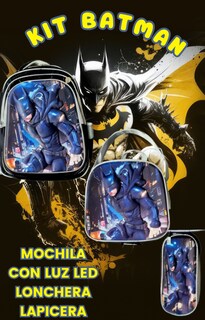 Foto 2 | Mochila Con Luz Led De Ruedas Desmontable Incluye Lonchera Y Lapicera Diseño De Batman