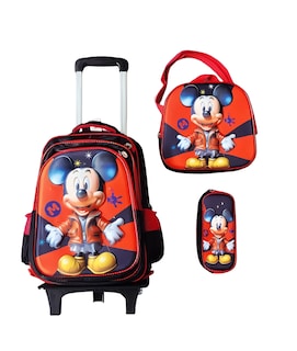 Foto 1 | Mochila Con Luz Led De Ruedas Desmontable Incluye Lonchera Y Lapicera Diseño De Mickey Mouse