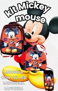 Foto 2 | Mochila Con Luz Led De Ruedas Desmontable Incluye Lonchera Y Lapicera Diseño De Mickey Mouse