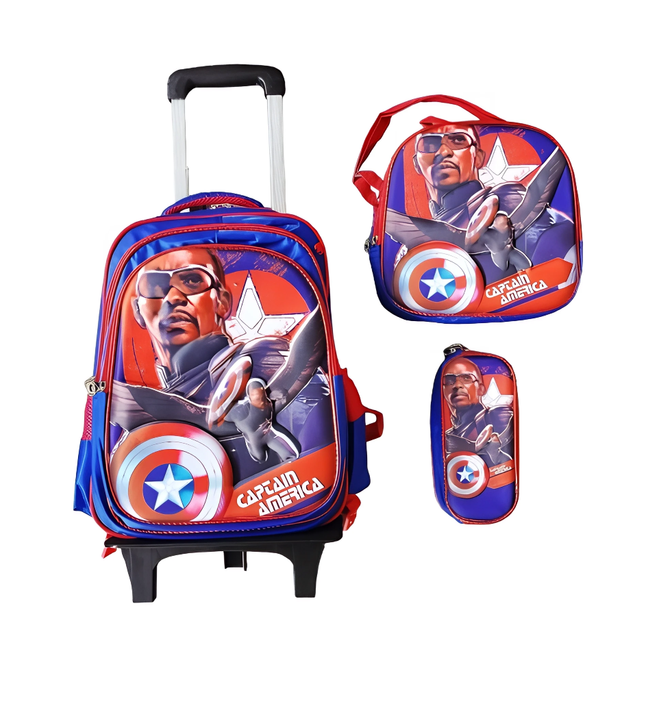 Foto 2 pulgar | Mochila Con Luz Led De Ruedas Desmontable Incluye Lonchera Y Lapicera Diseño De Capitan America
