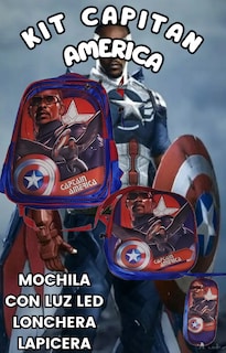 Foto 2 | Mochila Con Luz Led De Ruedas Desmontable Incluye Lonchera Y Lapicera Diseño De Capitan America