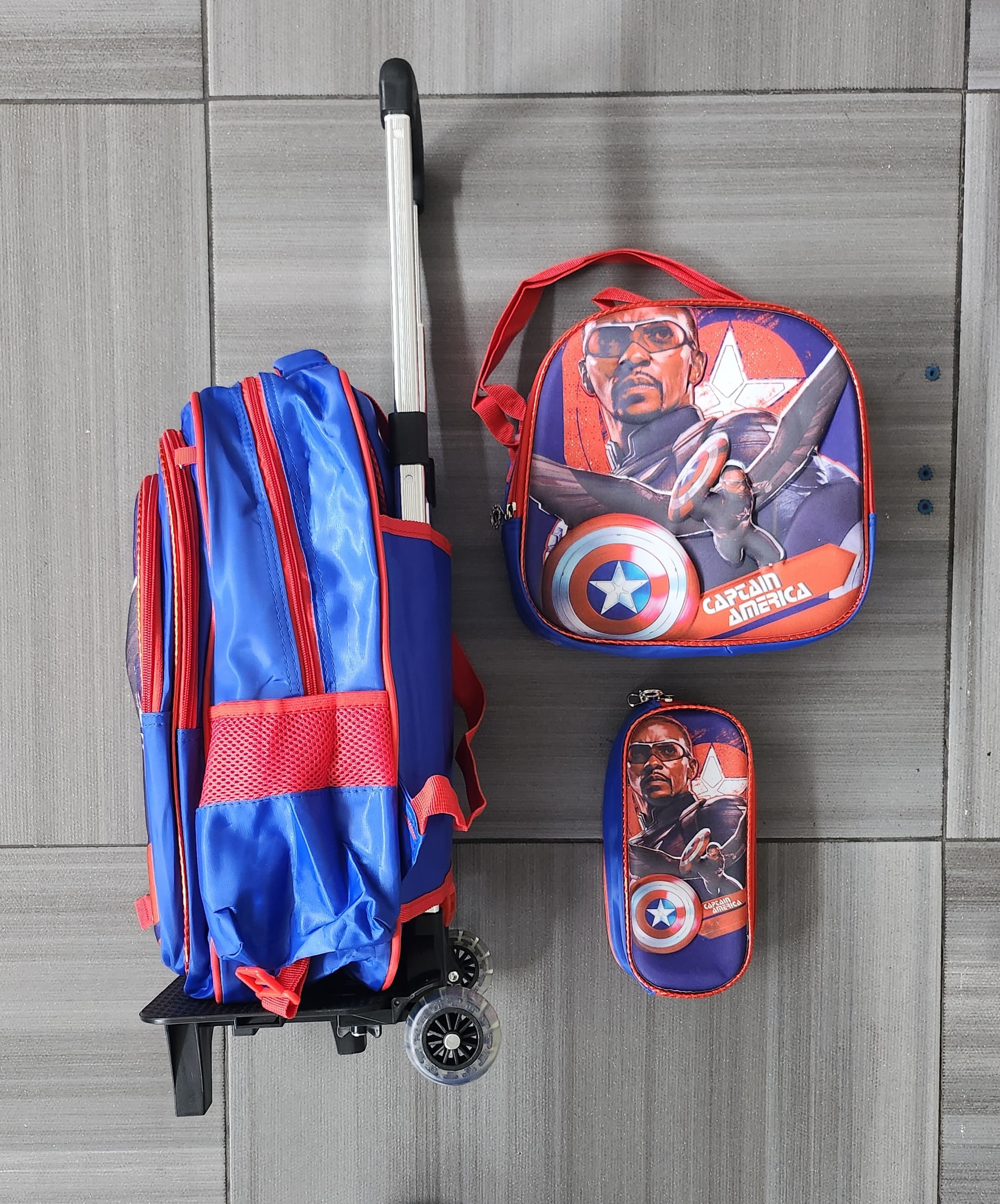 Foto 4 pulgar | Mochila Con Luz Led De Ruedas Desmontable Incluye Lonchera Y Lapicera Diseño De Capitan America