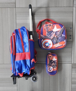 Foto 3 | Mochila Con Luz Led De Ruedas Desmontable Incluye Lonchera Y Lapicera Diseño De Capitan America