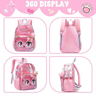 Foto 3 | Mochila Meetbelify Clear Cat Para Niñas Escuela 16 Pulgadas Con Bolsa De Almuerzo Juego De Lápices - Venta Inte