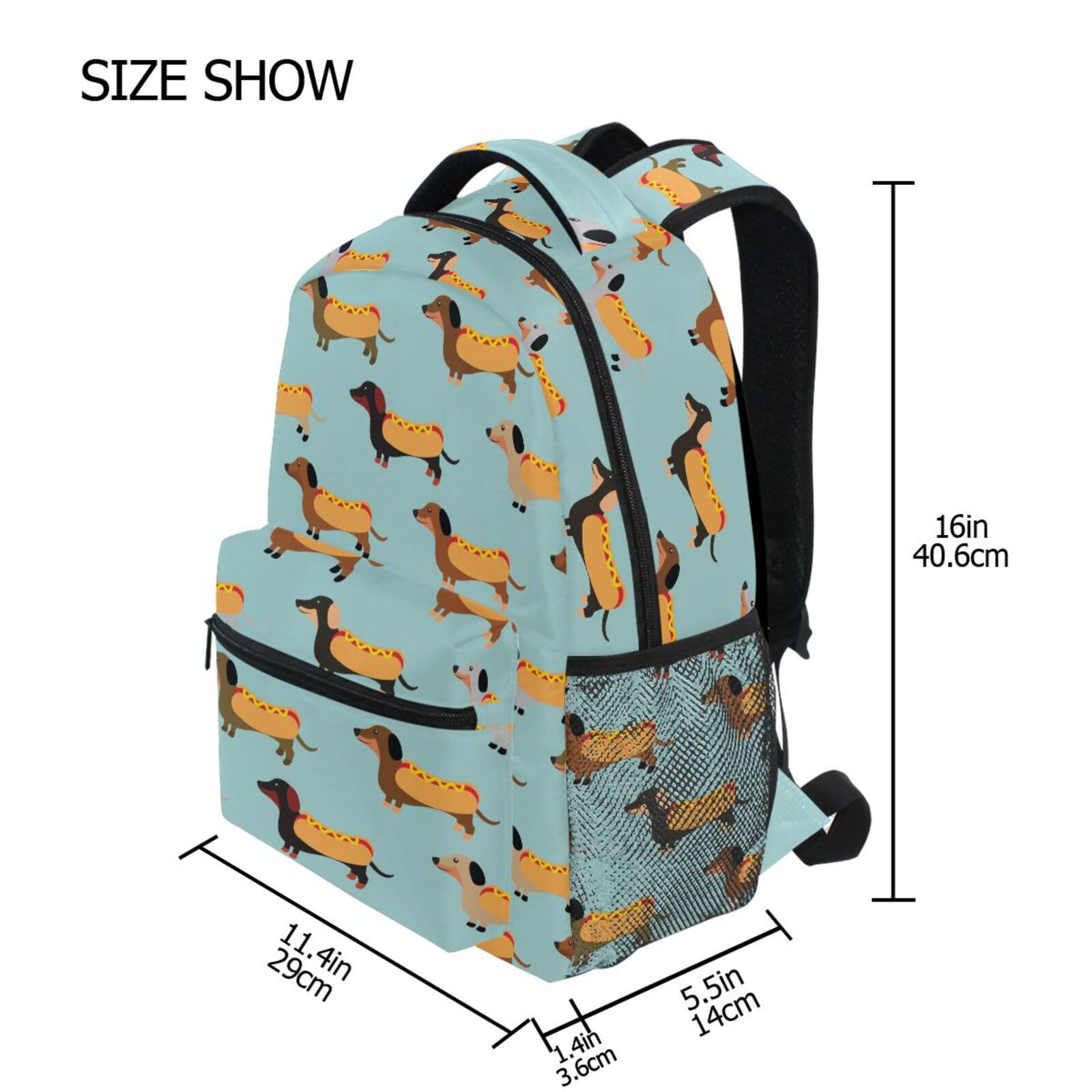 Foto 6 | Mochila Alaza Cute Dachshunds Hotdog Blue Kids De 40 Cm - Venta Internacional.