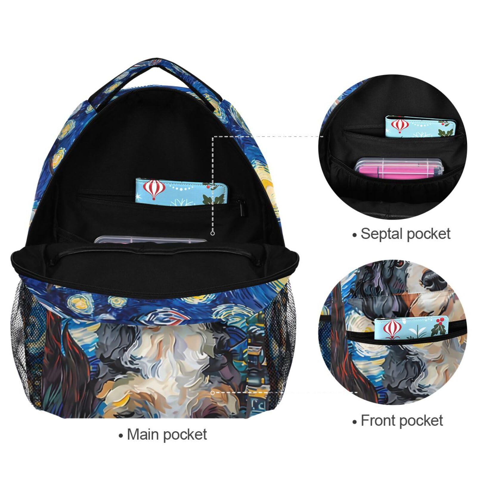 Foto 6 pulgar | Mochila Alaza Doodle Dog Starry Night Para Niños 40 5 X 29 X 17 5 Cm - Venta Internacional.