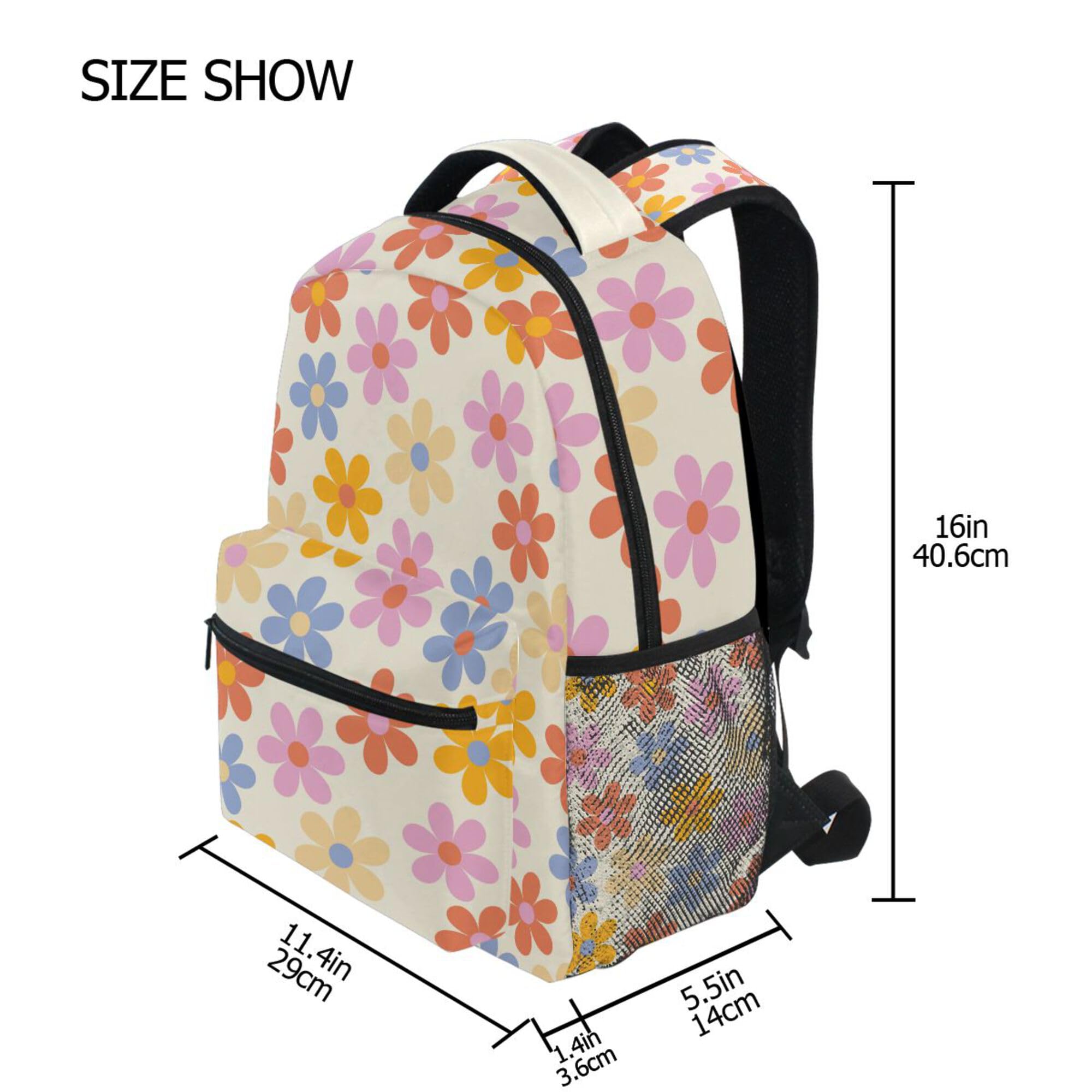 Foto 2 | Mochila Wamika Daisy Flowers Para Niños Con Estampado Floral Naranja Y Manzanilla - Venta Internacional.