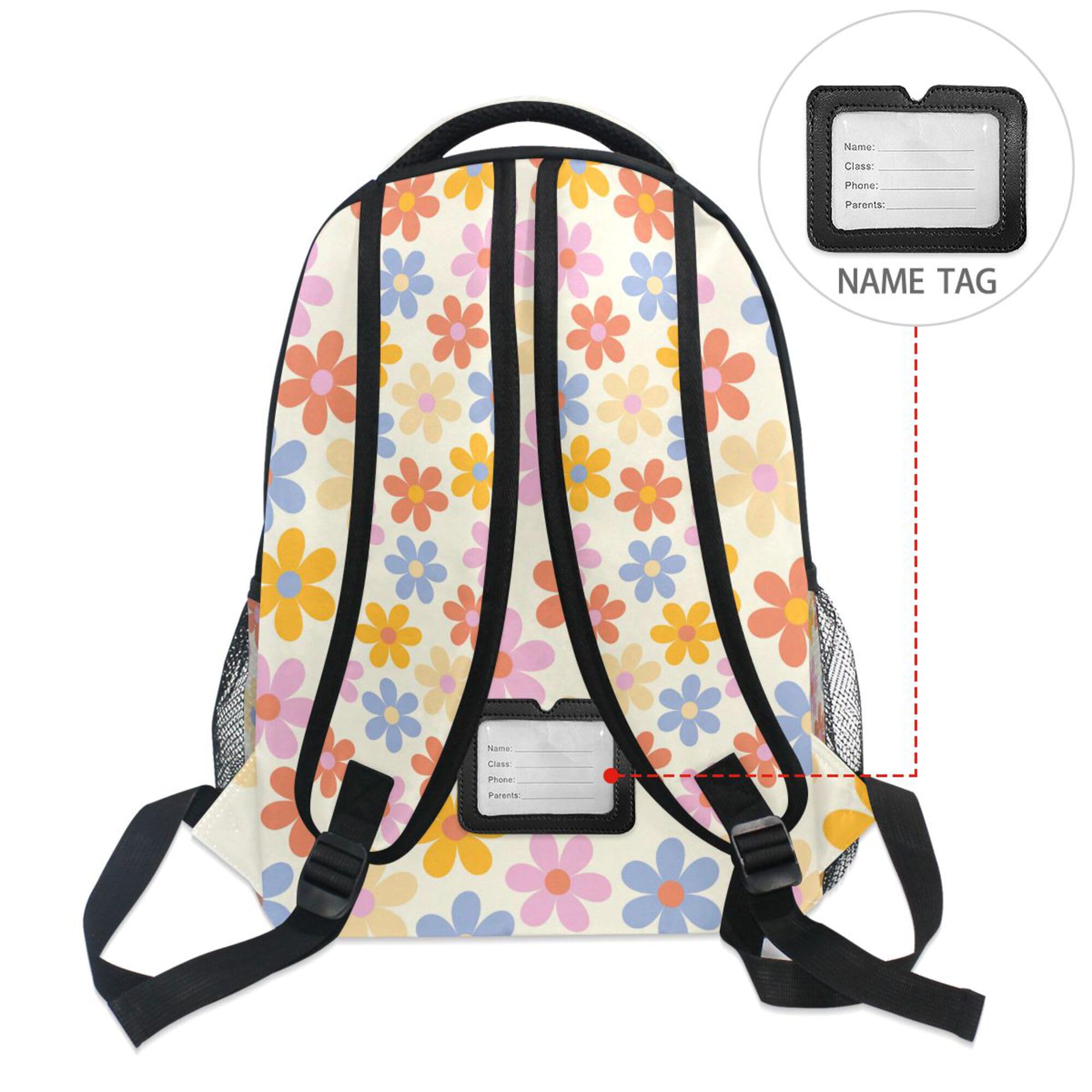 Foto 6 | Mochila Wamika Daisy Flowers Para Niños Con Estampado Floral Naranja Y Manzanilla - Venta Internacional.