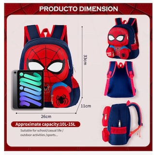 Foto 2 | Mochilas Para Ninos Y Niña Escolar De Dibujos Anime 3d Spiderman Gran Capacidad Preescolar Color Azul Marino