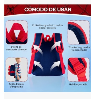 Foto 5 | Mochilas Para Ninos Y Niña Escolar De Dibujos Anime 3d Spiderman Gran Capacidad Preescolar Color Azul Marino