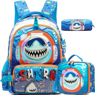 Foto 1 | Mochila Escolar Meetbelify Shark Para Niños Con Bolsa De Almuerzo De 6 A 8 Años - Venta Internacional.