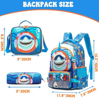 Foto 2 | Mochila Escolar Meetbelify Shark Para Niños Con Bolsa De Almuerzo De 6 A 8 Años - Venta Internacional.