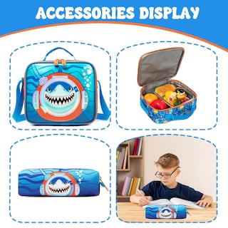 Foto 4 | Mochila Escolar Meetbelify Shark Para Niños Con Bolsa De Almuerzo De 6 A 8 Años - Venta Internacional.