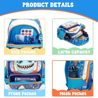 Foto 5 | Mochila Escolar Meetbelify Shark Para Niños Con Bolsa De Almuerzo De 6 A 8 Años - Venta Internacional.