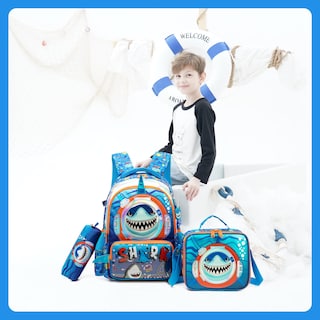 Foto 6 | Mochila Escolar Meetbelify Shark Para Niños Con Bolsa De Almuerzo De 6 A 8 Años - Venta Internacional.