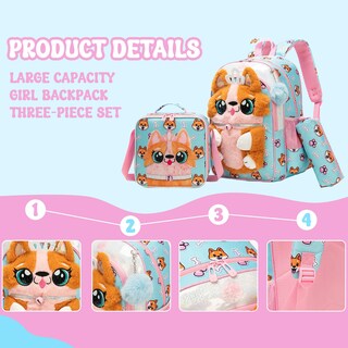 Foto 4 | Mochila Meetbelify Kids Para Niñas Escuela Con Bolsa De Almuerzo De 6 A 8 Años - Venta Internacional.