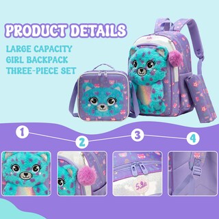 Foto 4 | Mochila Meetbelify Kids Para Niñas Con Bolsa De Almuerzo Y Estuche Para Lápices - Venta Internacional.