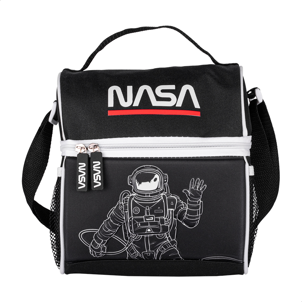 Lonchera Escolar Nasa NSLB06 color Negro Forro Térmico