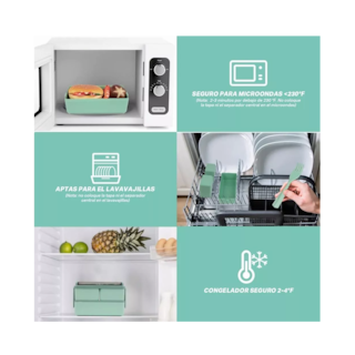Foto 4 | Lonchera Tooper y Bolsa + Taza 2 Niveles Little Lunch Verde