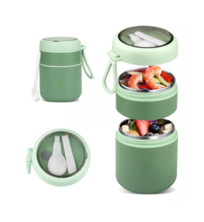 Foto 4 | Lonchera Térmica de Acero Inoxidable Verde 710 Ml Incluye Cuchara