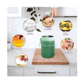 Foto 5 | Lonchera Térmica de Acero Inoxidable Verde 710 Ml Incluye Cuchara