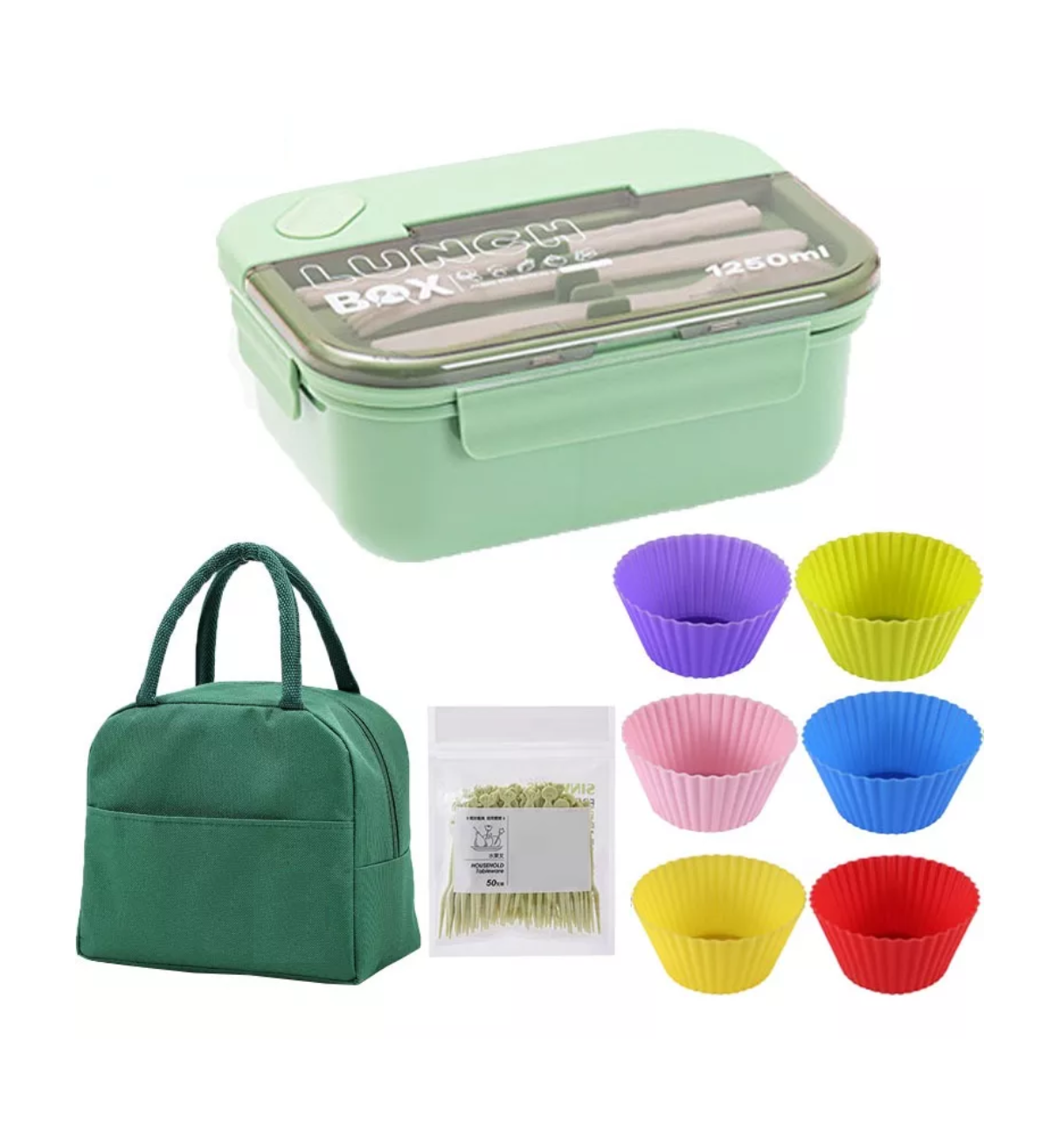 Fiambrera Portátiles  Box Luncheras Bolsa Lonchera Verde