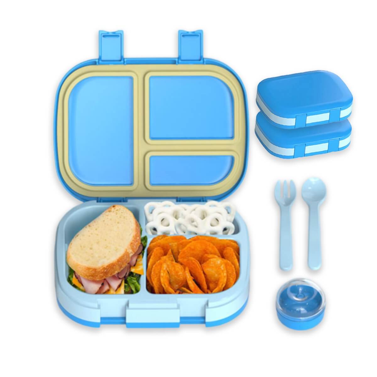 Lonchera Para Niños Tipo Bento Box Con Compartimentos Ajustables De Sellado Hermetico, Tupper Para Lunch Con Cu