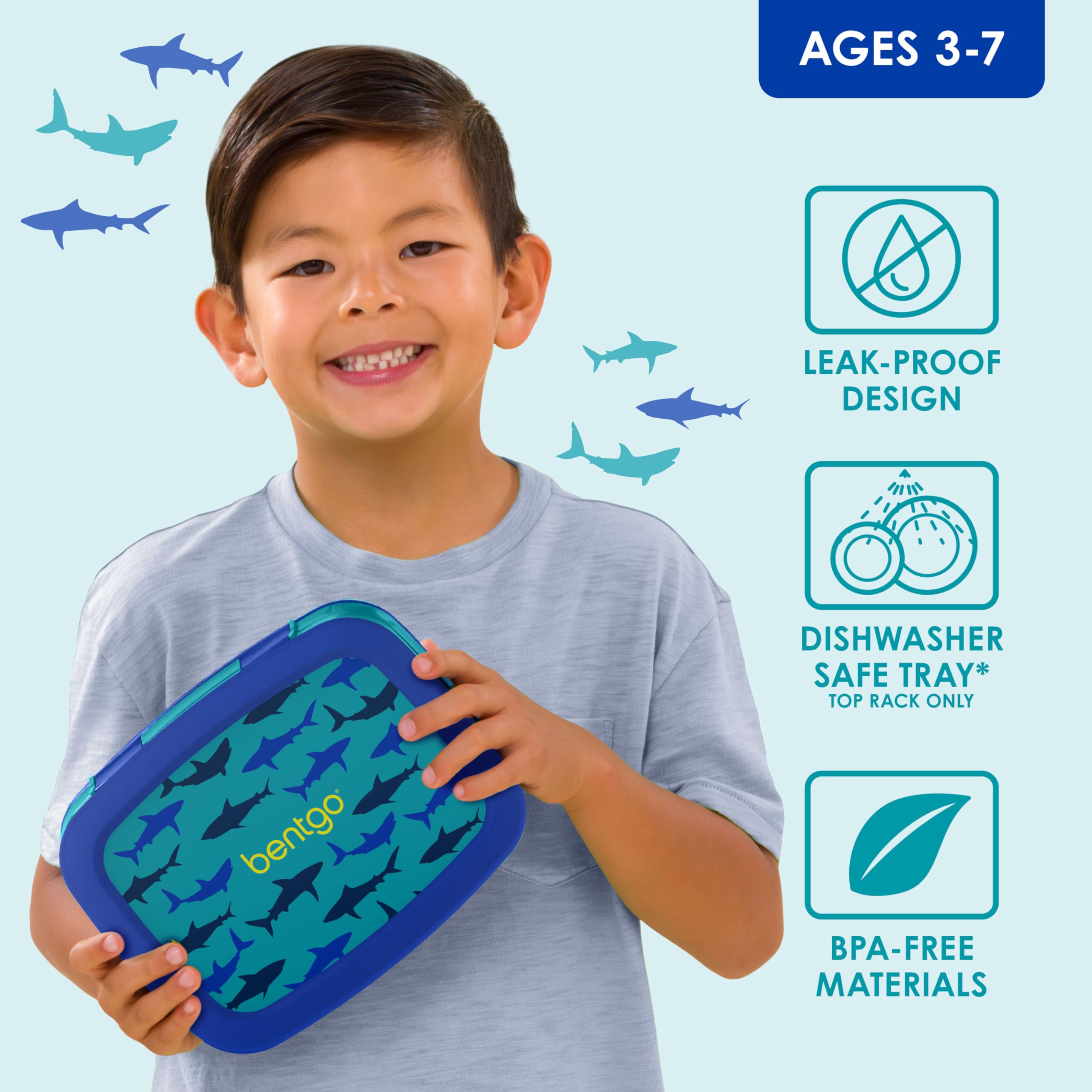 Foto 4 pulgar | Fiambrera Bentgo Kids Con Estampado De Tiburones De 5 Compartimentos A Prueba De Fugas - Venta Internacional.