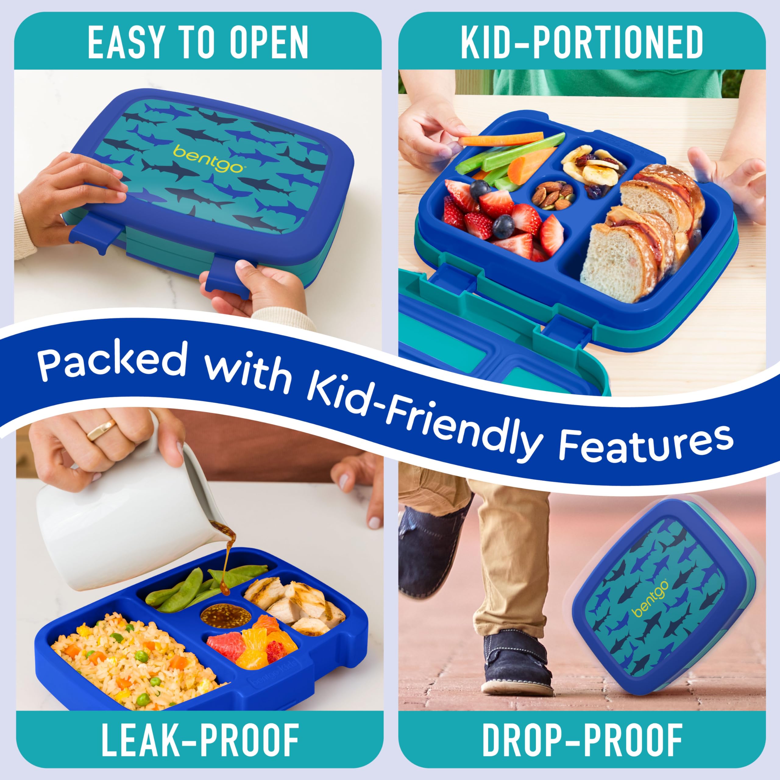 Foto 4 | Fiambrera Bentgo Kids Con Estampado De Tiburones De 5 Compartimentos A Prueba De Fugas - Venta Internacional.