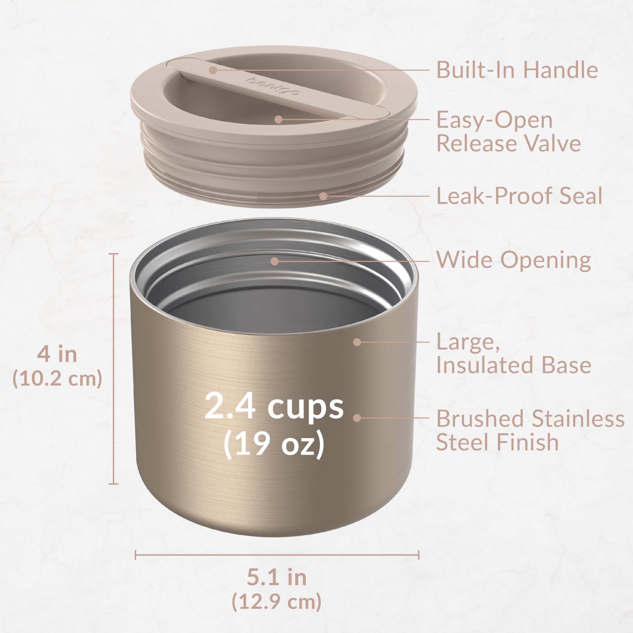 Foto 7 pulgar | Recipiente Para Alimentos Bentgo Con Aislamiento Inoxidable, 570 Ml (19 Oz), Dorado - Venta Internacional.