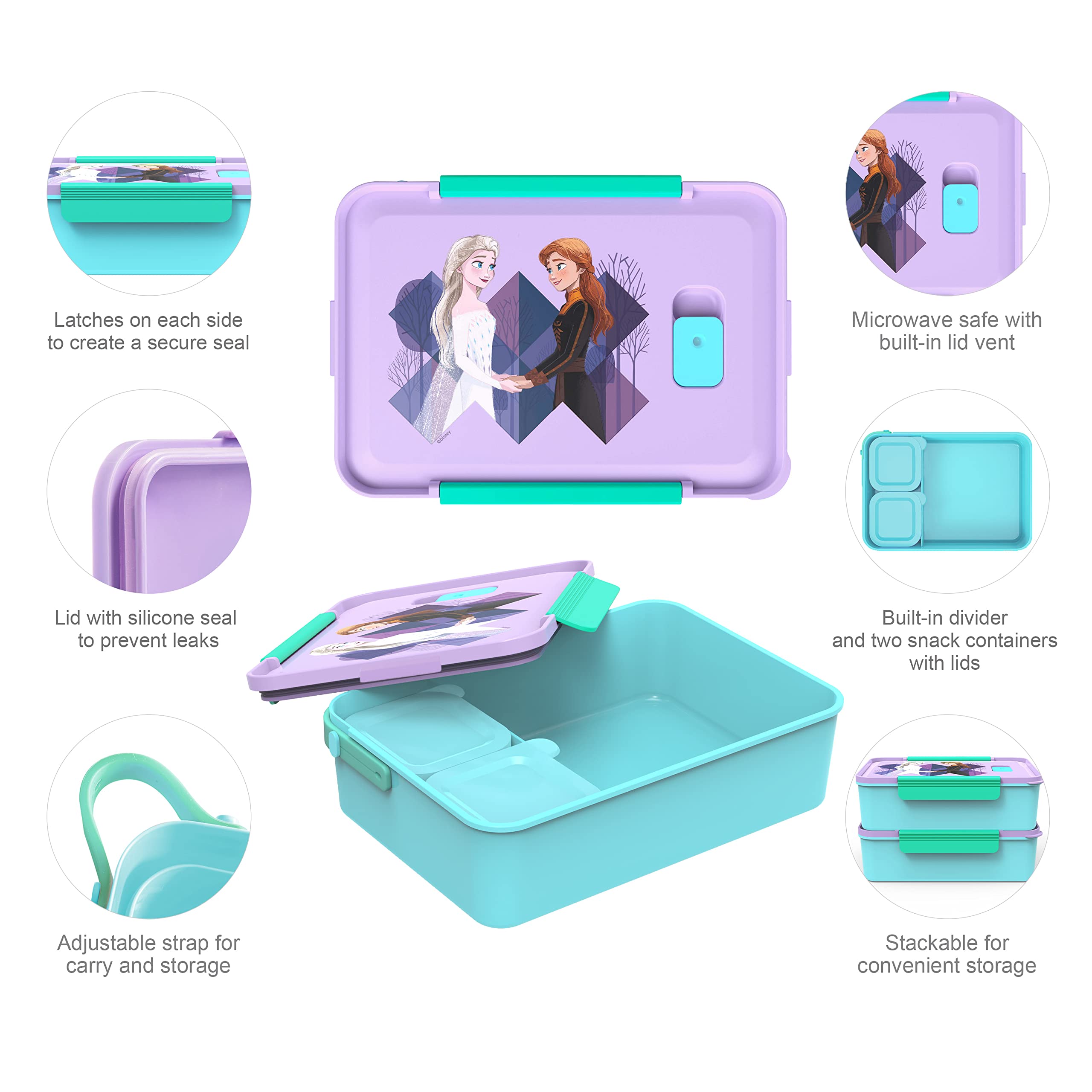 Foto 4 | Bento Box Zak Designs Disney Frozen 2 De Plástico Reutilizable - Venta Internacional.