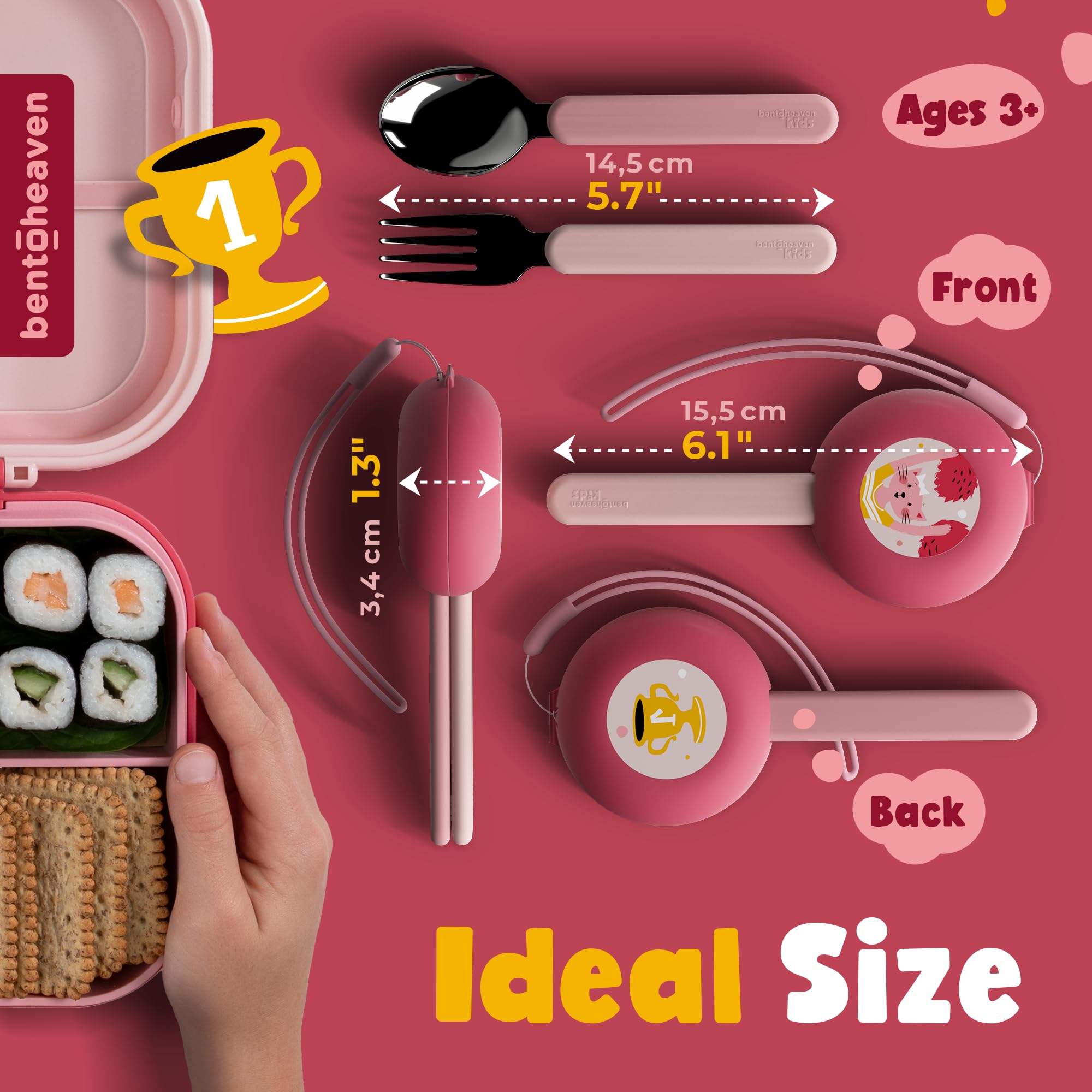 Foto 5 pulgar | Utensilios De Viaje Bentoheaven Kids De Acero Inoxidable Aptos Para Uso Alimentario - Venta Internacional.