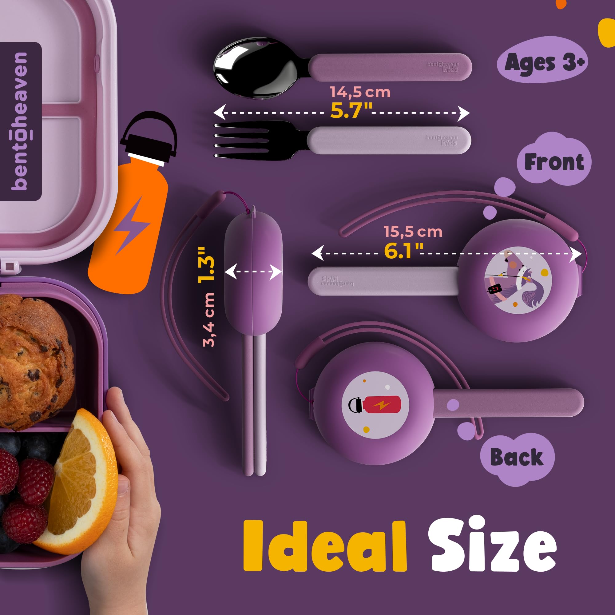 Foto 5 pulgar | Juego De Cubiertos De Viaje Bentoheaven Kids Con Funda De Acero Inoxidable - Venta Internacional.
