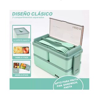 Foto 5 | Lonchera Tooper Y Bolsa + Taza 2 Niveles, Belug Lunch Box Verde/gris